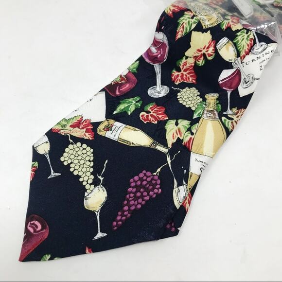 Vintage 1996 Nicole Miller Silk Turning Leaf Wine Winery grapes vino tie 90s new - Picture 1 of 6